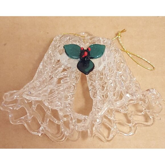 Vintage Hand Blown Spun Glass Bell Figurine Christmas Ornament Holiday - Picture 2 of 7